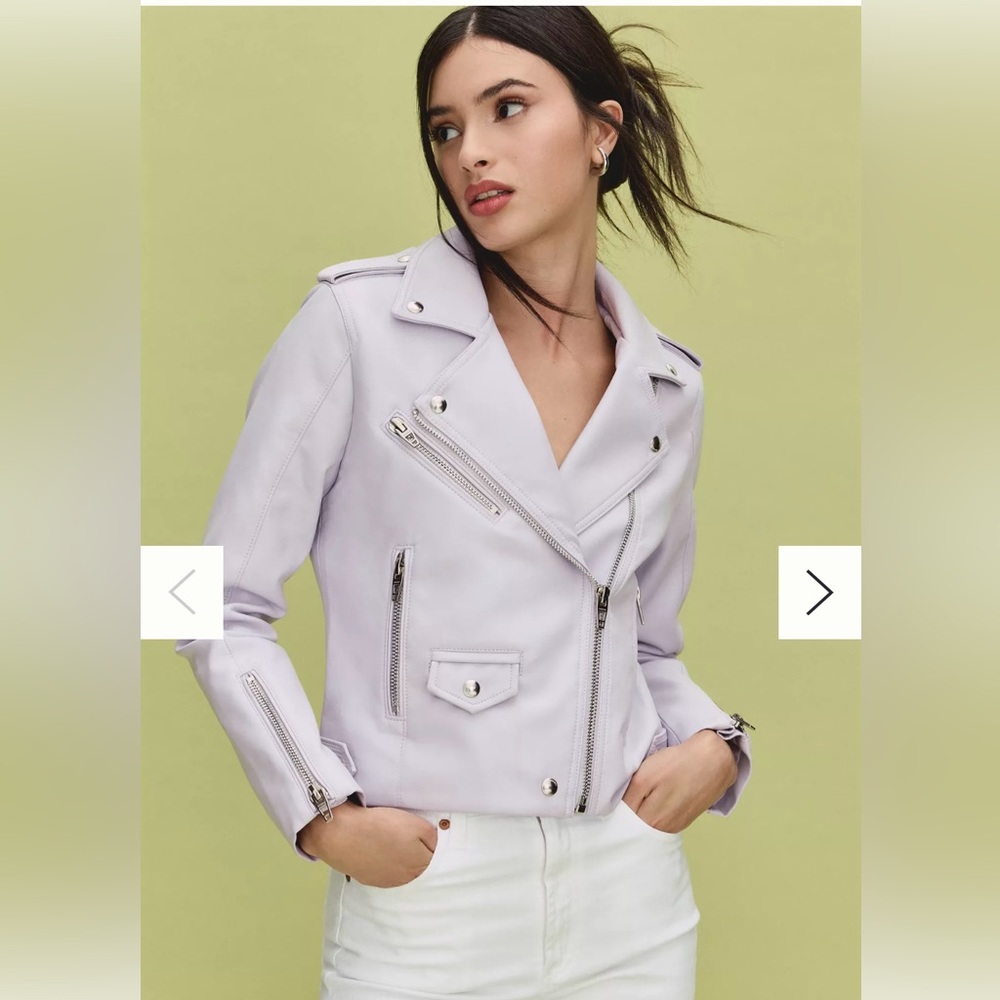 NWT Blank NYC Faux Leather Moto Jacket in Highway Star (Lavender), Size Small